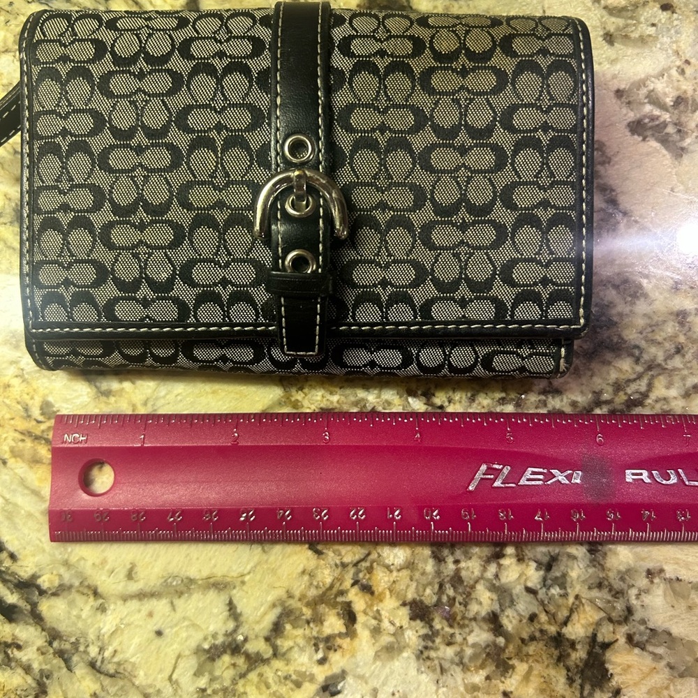 Coach Black and Gray Patterned Wallet